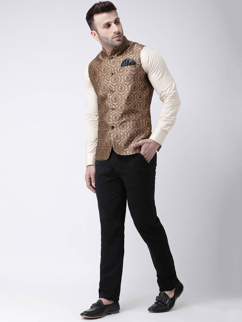 Polyester Jacquard Jacquard Ethnic Jacket For Men